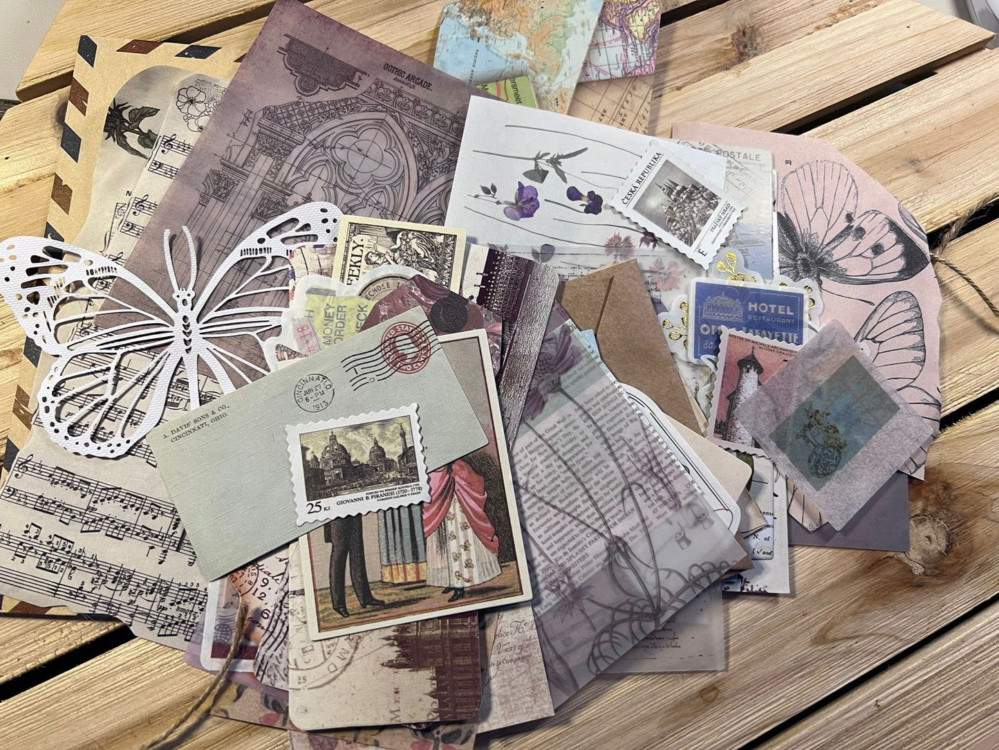Paquete de papel efímero vintage (a) / Elaboración / Suministros de diario basura / Papel de calco / Lucky Dip / Smash Book / collage / vitela