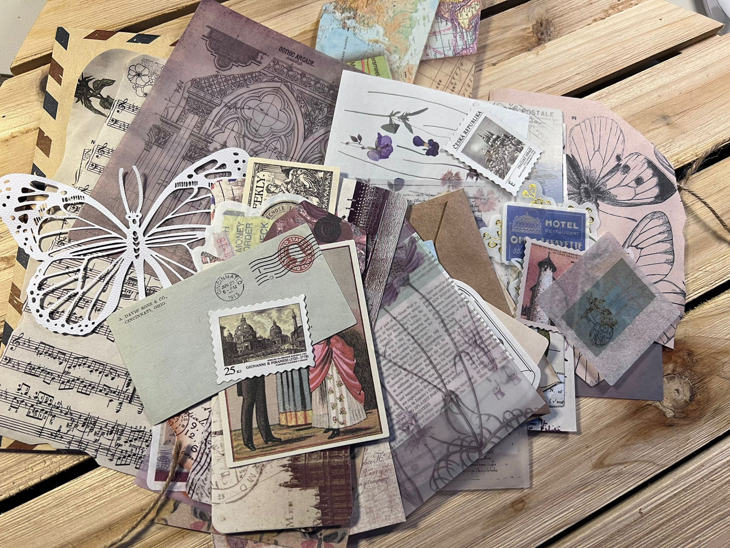 Paquete de papel efímero vintage (a) / Elaboración / Suministros de diario basura / Papel de calco / Lucky Dip / Smash Book / collage / vitela