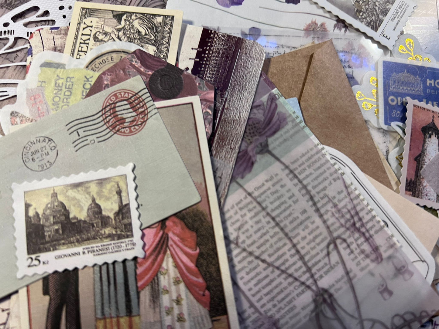 Paquete de papel efímero vintage (a) / Elaboración / Suministros de diario basura / Papel de calco / Lucky Dip / Smash Book / collage / vitela