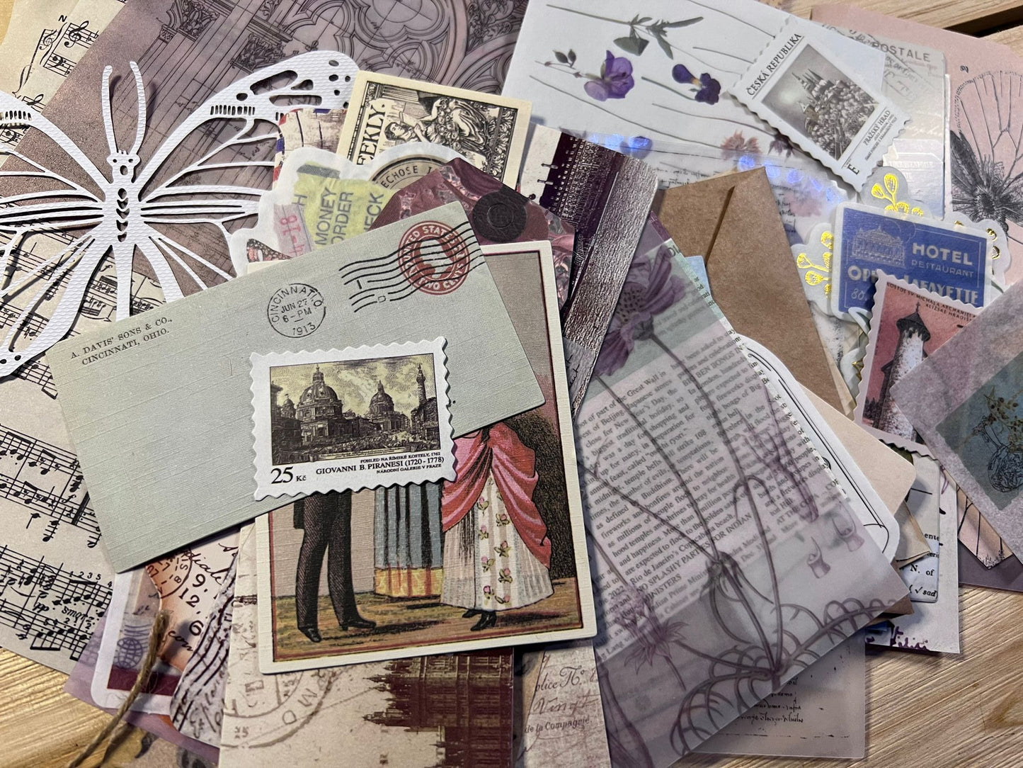 Paquete de papel efímero vintage (a) / Elaboración / Suministros de diario basura / Papel de calco / Lucky Dip / Smash Book / collage / vitela