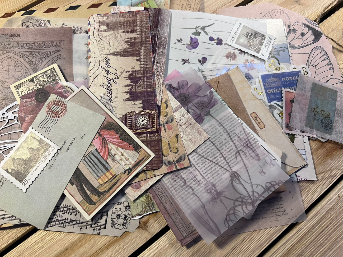 Paquete de papel efímero vintage (a) / Elaboración / Suministros de diario basura / Papel de calco / Lucky Dip / Smash Book / collage / vitela