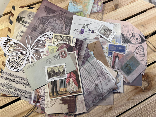 Paquete de papel efímero vintage (a) / Elaboración / Suministros de diario basura / Papel de calco / Lucky Dip / Smash Book /  collage / vitela